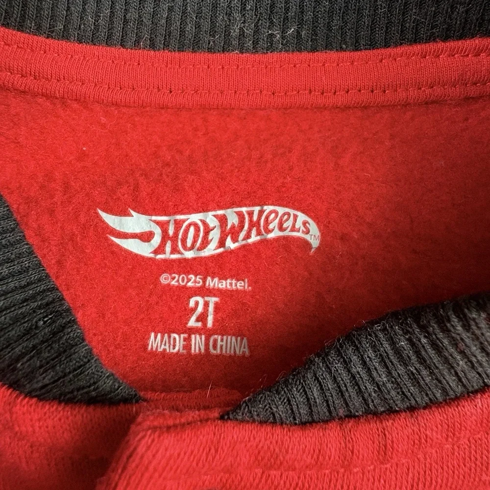 Hot Wheels Jacket Boys 2T Red Black Varsity Bomber Racing League Race Car Toys